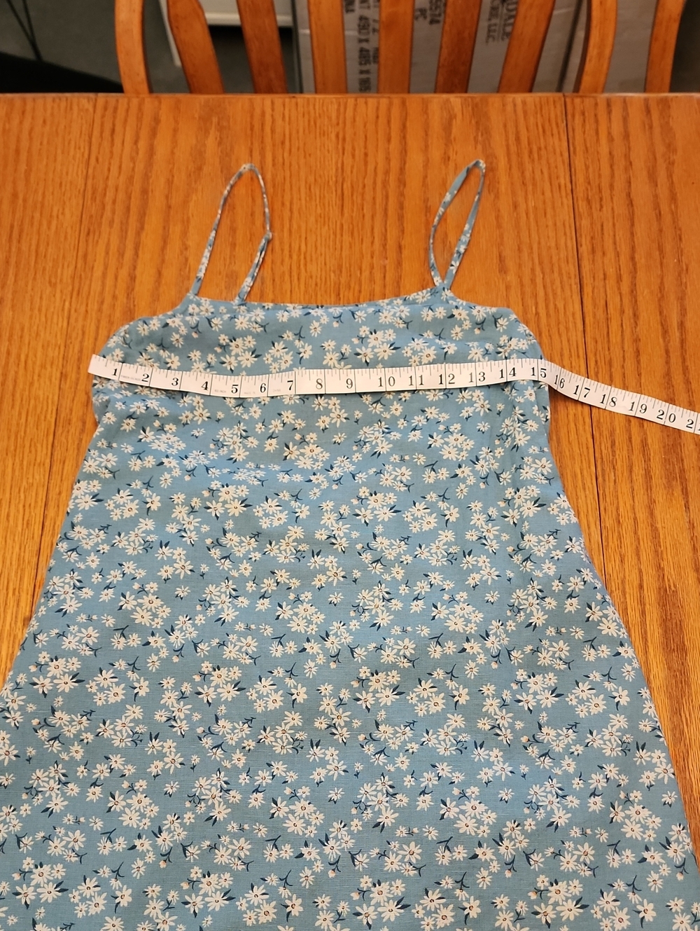 American Eagle Blue Floral Cotton Slip Dress with White Daisies - Picture 8 of 17